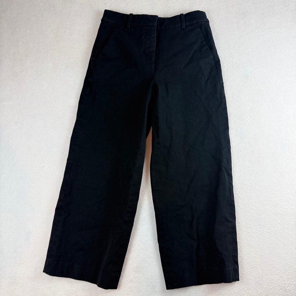 J.Crew Black Wide-Leg Crop Pants High Rise Trousers 2P Petite